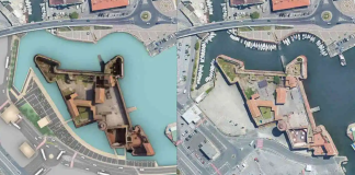 EVENTI – Firma della concessione dello specchio acqueo della Fortezza Vecchia Rendering del progetto per l’acquaticità della Fortezza Vecchia. Immagine: Porto Immobiliare srl e Google Earth