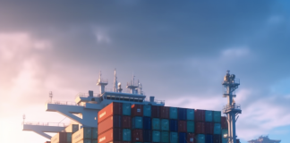 Container e fatturato: Italia in espansione, Livorno in controtendenza. Nave container in porto (a.i.)